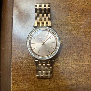 Michael Kors Rose Gold Watch with Crystal Bezel